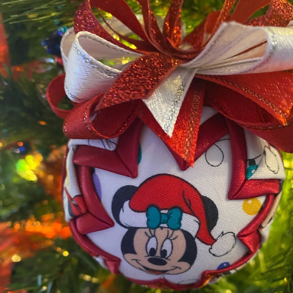 Minnie Mouse Christmas Ornament with Red Bow